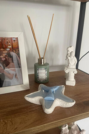 LUBERKA CANDLE Deniz Yıldızı Şekilli Tabakta Mavi Kokulu, Deniz Kızı Temalı Mum