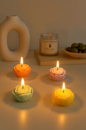 LUBERKA CANDLE Çok Renkli Gonca Şakayık Kokulu Mum 4'lü