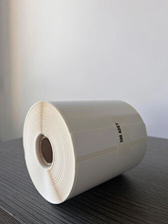 100x70 Kuşe Etiket 25 mm kuka çapı 1 rulo 500 adet