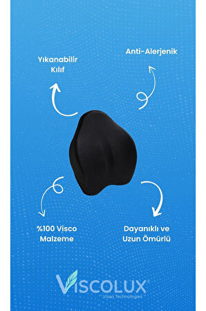 Ortopedik Lüks Bel Destek Yastığı - Visco Bel Destek Minderi Füme 54x42x9