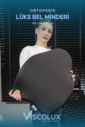 Ortopedik Lüks Bel Destek Yastığı - Premium Visco Bel Destek Minderi Siyah 54x42x9