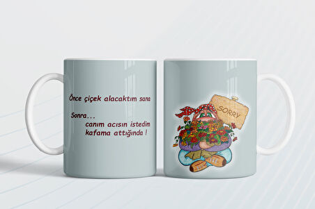 Önce çiçek alacaktım sonra kafama attığında canım acısın istedim Hediye Kupa Love Bug-T