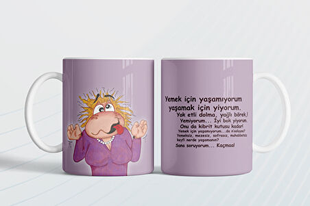 Yemek için yaşamıyorum yaşamak için yiyorum Hediye Kupa Love Bug-T