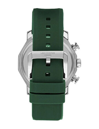 Lee Cooper LC07631.377 Erkek Kol Saati | 49 mm Yeşil Kadran, Silikon Kordon, Multifonksiyonel Çelik Tasarım