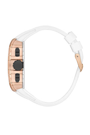 Lee Cooper Özel Seri Erkek Kol Saati | 46 mm Rosegold Çelik Kasa, Beyaz Silikon Kordon, Multifonksiyonel Spor Tasarım