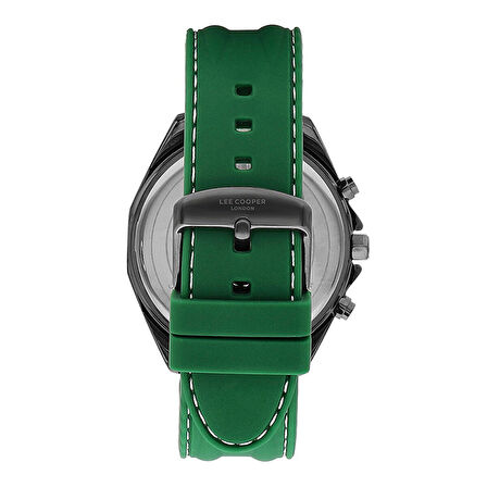 Lee Cooper LC07848.077 Erkek Kol Saati | 45 mm Yeşil Kadran, Gri Çelik Kasa, Silikon Kordon