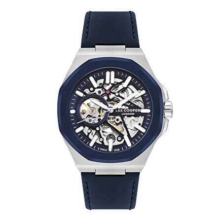 Lee Cooper LC07978.399 Erkek Kol Saati | Otomatik Mekanizma, İskelet Kadran, Lacivert Deri Kordon