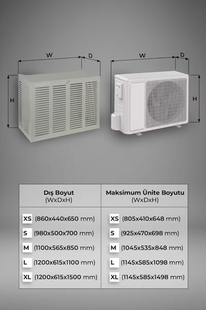 Klima Motoru/Dış Ünite Gizleme/Koruma Kafesi S 9000 BTU - 18000 BTU 98x50x70(H) Slotted