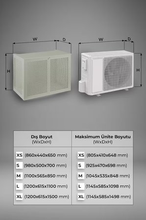 Klima Motoru/Dış Ünite Gizleme/Koruma Kafesi M 18000 BTU - 24000 BTU 110x56x85(H) Alüminyum Square