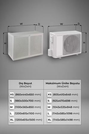 Klima Motoru/Dış Ünite Gizleme/Koruma Kafesi M 18000 BTU - 24000 BTU 110x56x85(H) Alüminyum Square