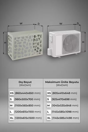 Klima Motoru/Dış Ünite Gizleme/Koruma Kafesi S 9000 BTU - 18000 BTU 98x50x70(H) Alüminyum Stone