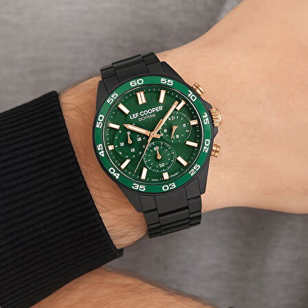 Lee Cooper LC08067.070 Erkek Kol Saati – Yeşil Kadran, Siyah Kasa, Kronograf Tasarım