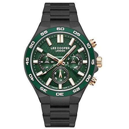 Lee Cooper LC08067.070 Erkek Kol Saati – Yeşil Kadran, Siyah Kasa, Kronograf Tasarım