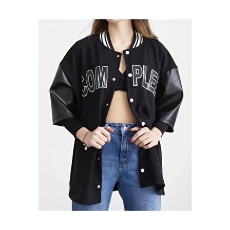 Lucky Life Complex Kolej Oversize T-shirt - Siyah