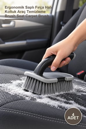 4 Adet Saplı Halı, Koltuk Ve Araç Temizlik Fırçası – Ergonomik Saplı Fırça Halı Koltuk Araç Temizleme Brush Seat Carpet Brush