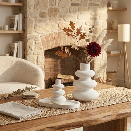 Dekoratif Vazo Seti (3'lü) | El Yapımı Modern Heykelsi Tasarımlı Vazo | Minimalist, Wabi-Sabi, Japandi ve İskandinav Ev Dekorasyonu | Pampas & Kuru Çiçek Vazosu | Salon, Konsol ve Sehpa Dekoru