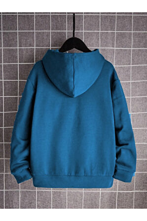 Pamuklu Erkek Çocuk Kapüşonlu Sweatshirt İki İplik Şardonlu Batman Logo Baskılı