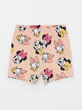 LCW baby Bisiklet Yaka Minnie Mouse Baskılı Kız Bebek Tişört ve Şort 2'li Takım