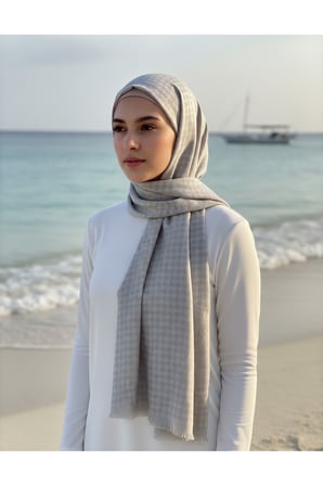 Kendinden Desenli Kaz Ayağı Krep Şal