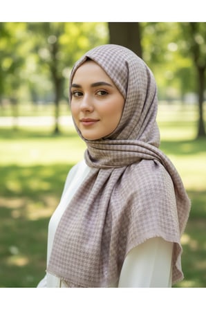 Kendinden Desenli Kaz Ayağı Krep Şal