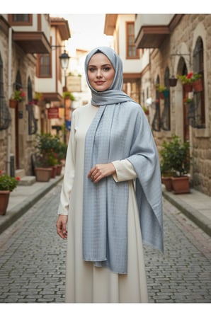 Kendinden Desenli Kaz Ayağı Krep Şal