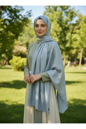 Kendinden Desenli Kaz Ayağı Krep Şal