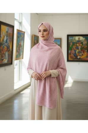 Kendinden Desenli Kaz Ayağı Krep Şal