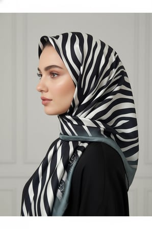 Zebra Desenli Dijital Baskı Rayon Eşarp