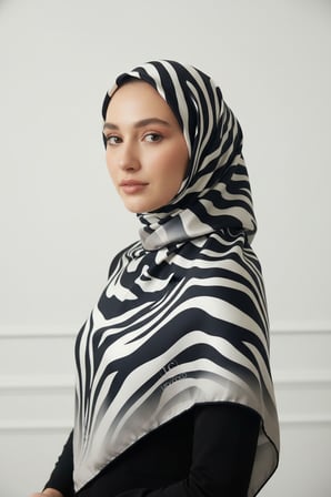 Zebra Desenli Dijital Baskı Rayon Eşarp