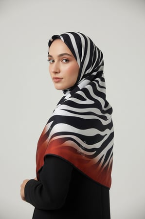 Zebra Desenli Dijital Baskı Rayon Eşarp
