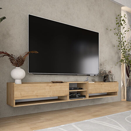 LİFEDECO TV SEHPA UNITESİ KAPAKLI RAFLI 225 CM LD-1003-M3M4M390