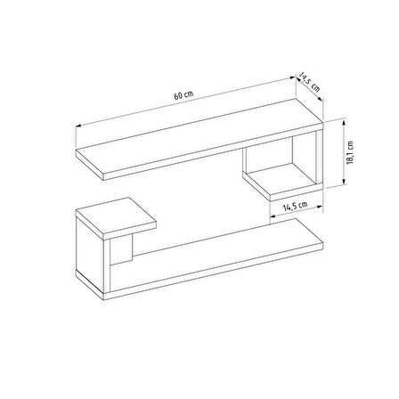 LİFEDECO TV UNITESI DEKORATİF DUVAR RAFI 2 Lİ 60 CM LD-5000-R13