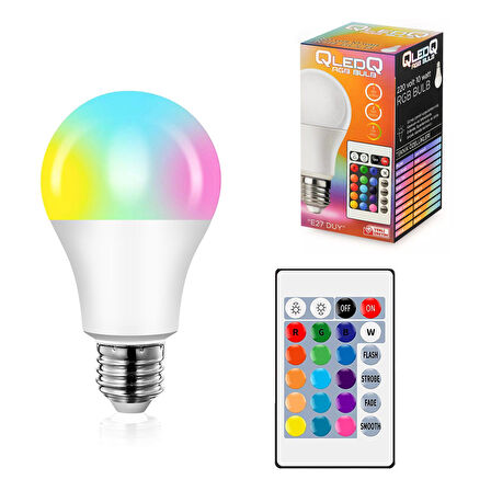 RGB Led Ampül Kumandalı Animasyonlu E27 Duy 220V 10W