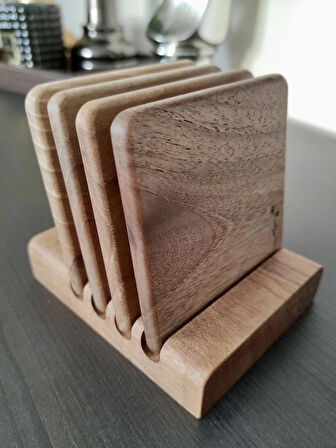 Gerçek Ceviz Ağacından El Yapımı Bardak Altlığı- Hand Made Walnut Coaster