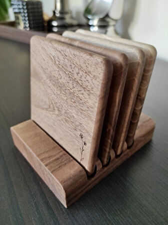 Gerçek Ceviz Ağacından El Yapımı Bardak Altlığı- Hand Made Walnut Coaster