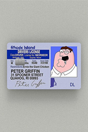 Peter Griffin Ehliyet Kredi Kartı & Akbil Sticker Kaplama