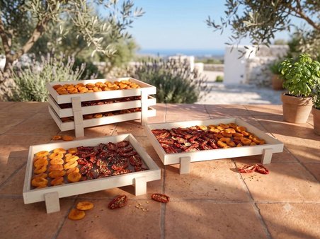 Limon Dekor Doğal Huş Ağacı İstiflenebilir Gıda Kurutma Teli - 2'li Set (52x35 cm) - Ahşap Meyve, Sebze ve Ot Kurutmalık Tepsisi