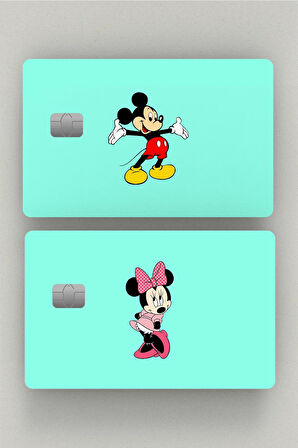 Sevgililere Özel Mickey&minnie Mouse 2'li Kredi Kartı & Akbil Sticker Kaplama