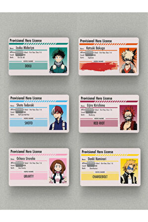 My Hero Academia License 6'lı Set Kredi Kartı & Akbil Sticker Kaplama (6 ADET)