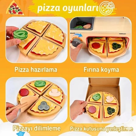 Limon Dekor Ahşap Oyuncak Pizza Fırını Oyun Seti Çok Renkli