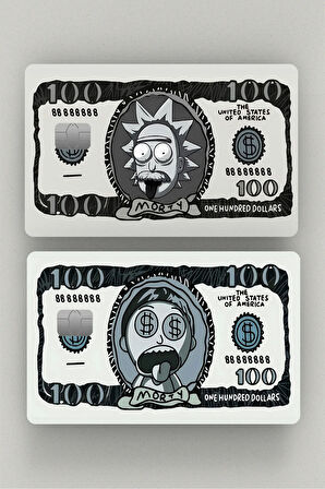 2'li Rick and Morty Dollar Kredi Kartı, Akbil ve Kart Kaplama Stickerı