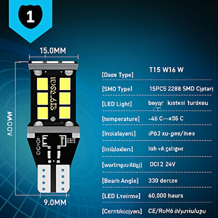 T15 Led Ampul 15 Ledli Canbuslı Ultra Parlak Beyaz