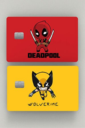 2'li Wolvorine & Deadpool  Kredi Kartı, Akbil Ve Kart Kaplama Stickerı