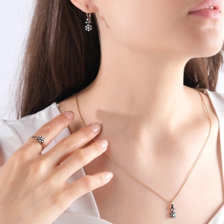 1.46 Karat Pırlanta Kolye, Doğal Pırlanta, Mücevher Sertifikalı, Rose Altın