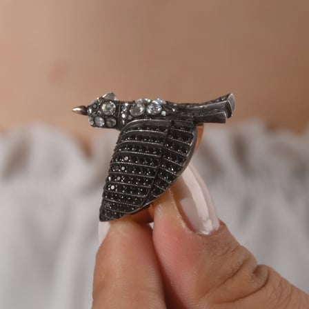 1.02 Karat Pırlanta Yüzük, Kuş Figürlü, Doğal Pırlanta, Sertifikalı Mücevher, Beyaz Altın