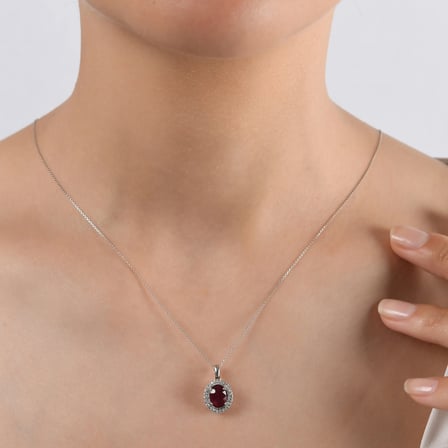 3.01 Karat Pırlanta Yakut Kolye, Doğal Pırlanta, Mücevher Sertifikalı, Beyaz Altın