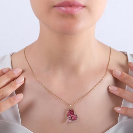 0.17 Karat Pırlanta Kız Kulesi Desenli Kolye, Doğal Pırlanta, Mücevher Sertifikalı, Sarı Altın