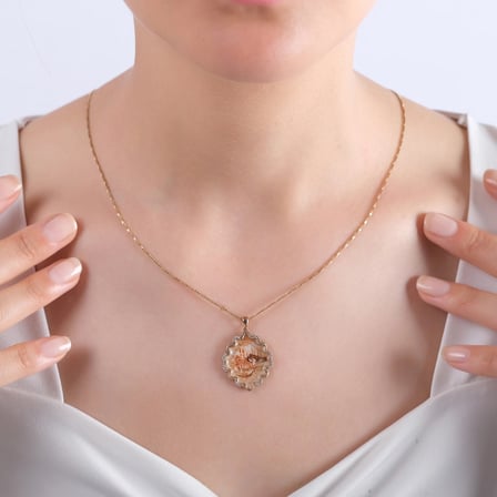 0.18 Karat Pırlanta İstanbul Boğazı Desenli Kolye, Doğal Pırlanta, Mücevher Sertifikalı, Sarı Altın