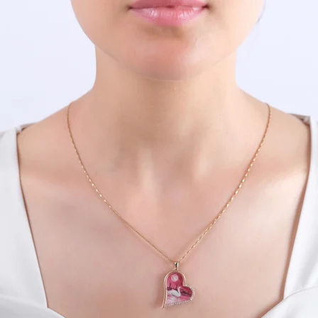 0.17 Karat Pırlanta Kuğu Desenli Kolye, Doğal Pırlanta, Mücevher Sertifikalı, Sarı Altın