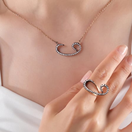 0.5 Karat Vav Pırlanta Kolye, Doğal Pırlanta, Mücevher Sertifikalı, Rose Altın